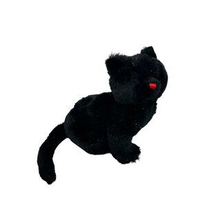 Caltoy Black Cat‎ Plush Stuffed Animal Toy Sparkles Red Nose 13" Acrylic Eyes